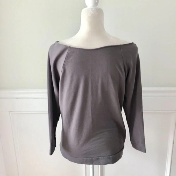 Fresh + Local Off the Shoulder Sweatshirt Gray S - Picture 3 of 3